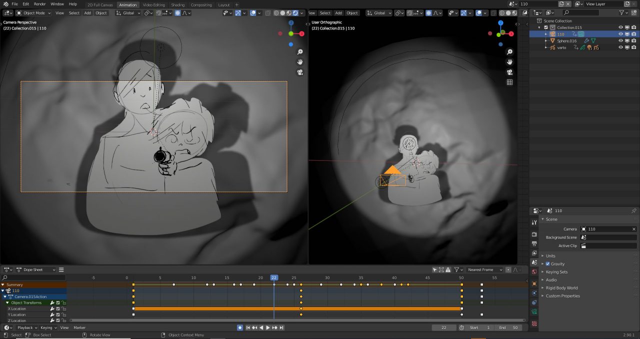 Animation Director Alexandre Heboyan shows how to use Grease Pencil objects and light sources to add drama to a storyboard.